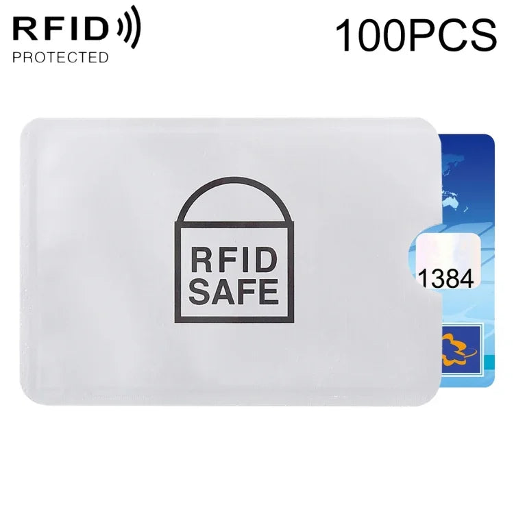 100pcs Protège-cartes en aluminium anti-vol avec protection RFID, Taille : 9,1*6,3cm, RFID SAFE 100pcs