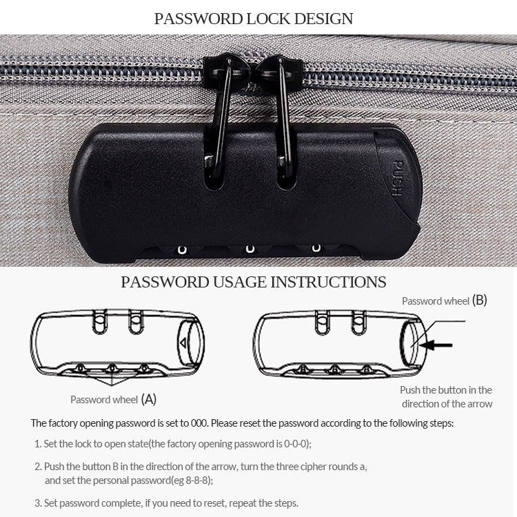 Sac de rangement étanche en polyester multi-couches ZJ02 pour documents et ordinateur portable, avec serrure à code, compatible avec toutes tailles d'ordinateurs portables