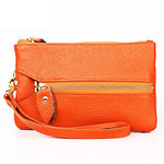 Pochette Portefeuille Carrée Horizontale Femme Texture Litchi 2001, avec Dragonne Détachable et 6 Anneaux à Clés, Orange, Rose, Vert, Jaune
