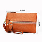 Pochette Portefeuille Carrée Horizontale Femme Texture Litchi 2001, avec Dragonne Détachable et 6 Anneaux à Clés, Orange, Rose, Vert, Jaune