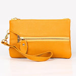 Pochette Portefeuille Carrée Horizontale Femme Texture Litchi 2001, avec Dragonne Détachable et 6 Anneaux à Clés, Orange, Rose, Vert, Jaune