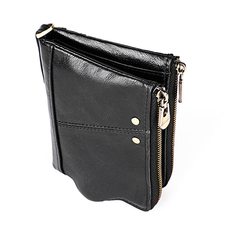 Portefeuille pliant en cuir de vache texture Crazy Horse longue 3533, anti-magnétique RFID, avec emplacements pour cartes, pour hommes, 3533 brun jaunâtre, 3533 noir, 3533 café, 3533 bleu, 3533 rouge