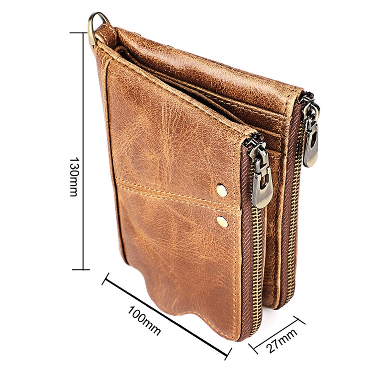 Portefeuille pliant en cuir de vache texture Crazy Horse longue 3533, anti-magnétique RFID, avec emplacements pour cartes, pour hommes, 3533 brun jaunâtre, 3533 noir, 3533 café, 3533 bleu, 3533 rouge