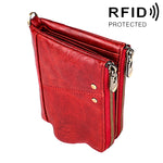 Portefeuille pliant en cuir de vache texture Crazy Horse longue 3533, anti-magnétique RFID, avec emplacements pour cartes, pour hommes, 3533 brun jaunâtre, 3533 noir, 3533 café, 3533 bleu, 3533 rouge