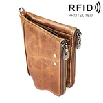Portefeuille pliant en cuir de vache texture Crazy Horse longue 3533, anti-magnétique RFID, avec emplacements pour cartes, pour hommes, 3533 brun jaunâtre, 3533 noir, 3533 café, 3533 bleu, 3533 rouge