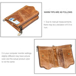 LT3533 Portefeuille pliable anti-RFID en cuir de vachette à texture Crazy Horse longue pour hommes, avec emplacements pour cartes et bandoulière, LT3533 Brun jaunâtre, LT3533 Noir, LT3533 Café, LT3533 Bleu, LT3533 Rouge
