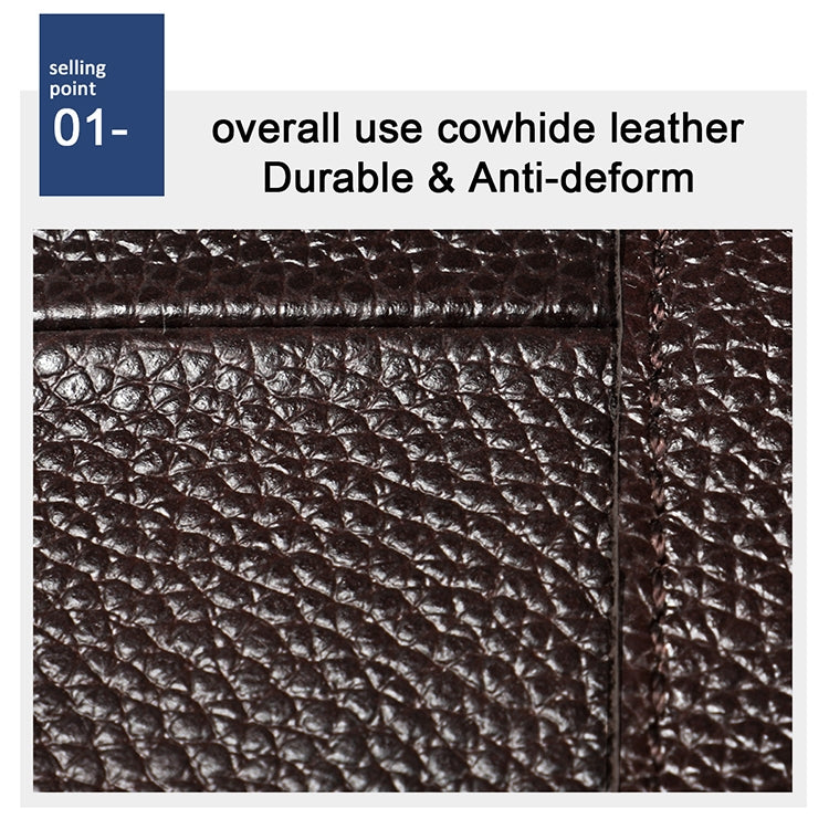 6023 Sac bandoulière croisé pour homme en cuir de vachette pleine fleur à texture litchi décontracté, Rouge, Marron, Noir, Café