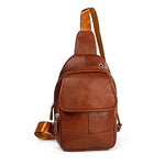 6023 Sac bandoulière croisé pour homme en cuir de vachette pleine fleur à texture litchi décontracté, Rouge, Marron, Noir, Café