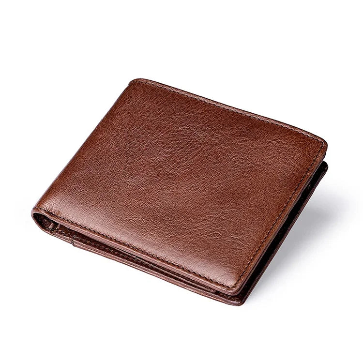 Portefeuille rétro en cuir de vachette avec plusieurs emplacements pour cartes pour hommes, avec porte-cartes amovible, 8016