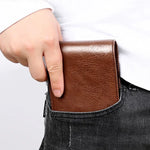 Portefeuille rétro en cuir de vachette avec plusieurs emplacements pour cartes pour hommes, avec porte-cartes amovible, 8016