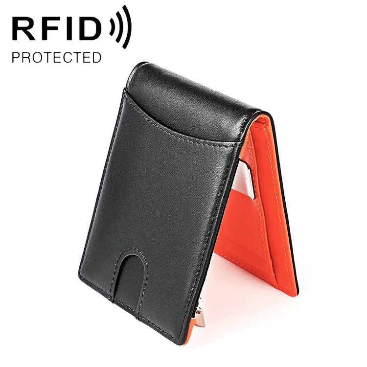 Portefeuille pour hommes en cuir de vachette 9606, anti-magnétique avec plusieurs emplacements pour cartes, avec pochette zippée, 9606 Noir, 9606 Café