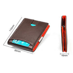 Portefeuille pour hommes en cuir de vachette 9606, anti-magnétique avec plusieurs emplacements pour cartes, avec pochette zippée, 9606 Noir, 9606 Café