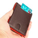 Portefeuille pour hommes en cuir de vachette 9606, anti-magnétique avec plusieurs emplacements pour cartes, avec pochette zippée, 9606 Noir, 9606 Café