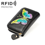 Portefeuille RFID anti-magnétique en cuir de vachette avec motif papillon KB152, forme d'organisateur, multiples emplacements pour cartes, couleurs KB152, KB152 Bleu, KB152 Violet, KB152 Argent