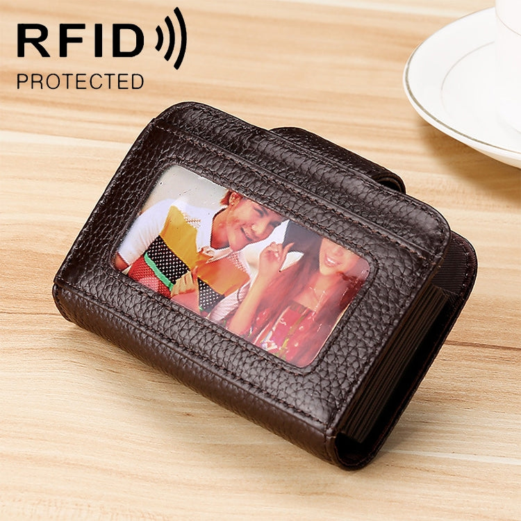 KB188 Portefeuille anti-RFID en cuir de vachette horizontal en forme d'organisateur avec plusieurs emplacements pour cartes pour femmes, avec fenêtre transparente, KB188 Violet, KB188 Rouge Rose, KB188 Bleu Saphir, KB188 Noir, KB188 Café