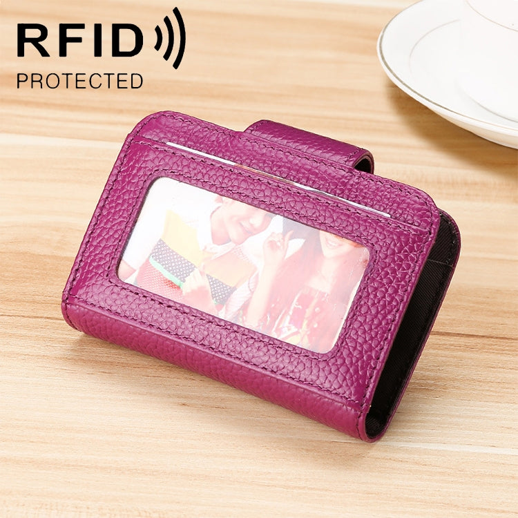 KB188 Portefeuille anti-RFID en cuir de vachette horizontal en forme d'organisateur avec plusieurs emplacements pour cartes pour femmes, avec fenêtre transparente, KB188 Violet, KB188 Rouge Rose, KB188 Bleu Saphir, KB188 Noir, KB188 Café