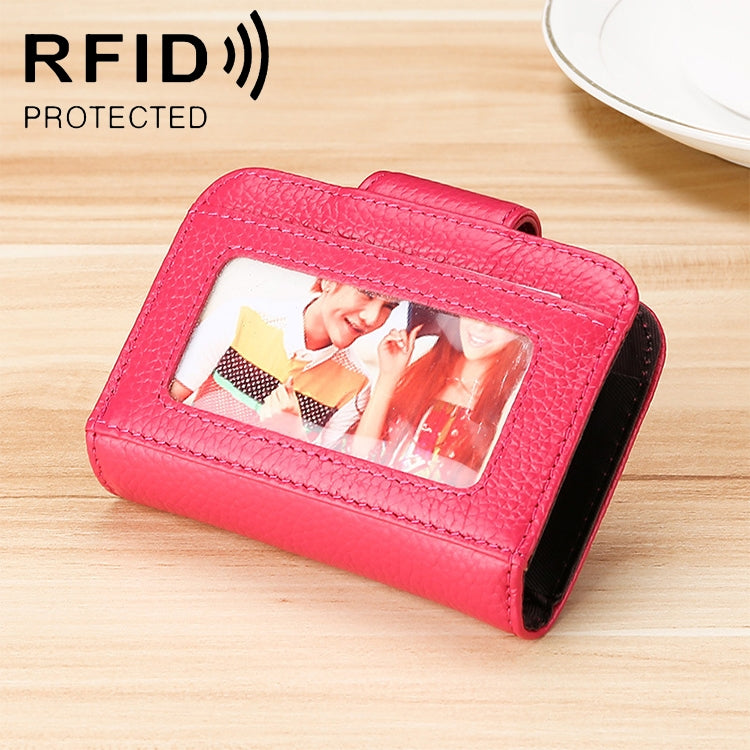 KB188 Portefeuille anti-RFID en cuir de vachette horizontal en forme d'organisateur avec plusieurs emplacements pour cartes pour femmes, avec fenêtre transparente, KB188 Violet, KB188 Rouge Rose, KB188 Bleu Saphir, KB188 Noir, KB188 Café