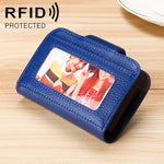 KB188 Portefeuille anti-RFID en cuir de vachette horizontal en forme d'organisateur avec plusieurs emplacements pour cartes pour femmes, avec fenêtre transparente, KB188 Violet, KB188 Rouge Rose, KB188 Bleu Saphir, KB188 Noir, KB188 Café