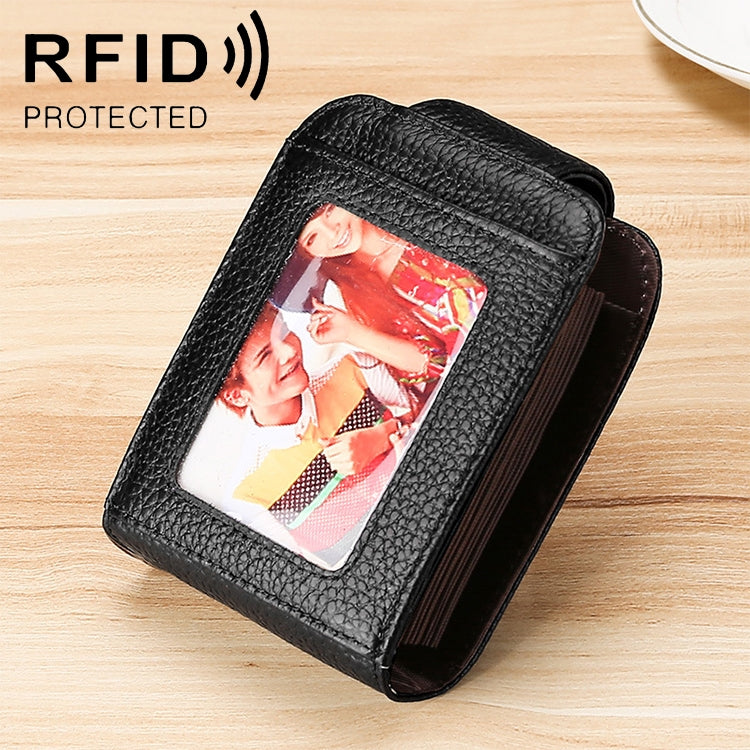 KB189 Portefeuille RFID anti-magnétique pour femmes en cuir de vachette vertical en forme d'orgue avec plusieurs fentes pour cartes et fenêtre transparente, KB189 Violet, KB189 Rouge Rosé, KB189 Bleu Saphir, KB189 Noir