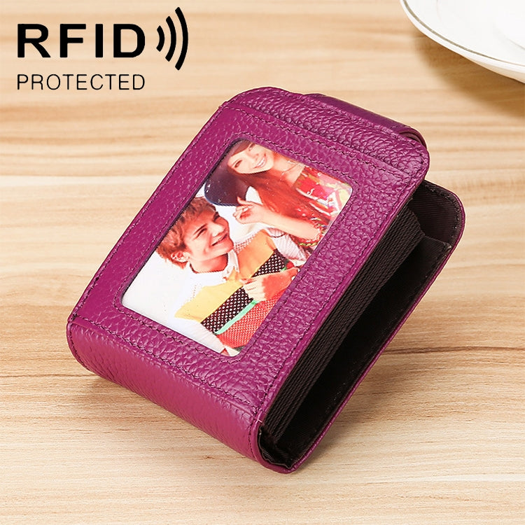 KB189 Portefeuille RFID anti-magnétique pour femmes en cuir de vachette vertical en forme d'orgue avec plusieurs fentes pour cartes et fenêtre transparente, KB189 Violet, KB189 Rouge Rosé, KB189 Bleu Saphir, KB189 Noir