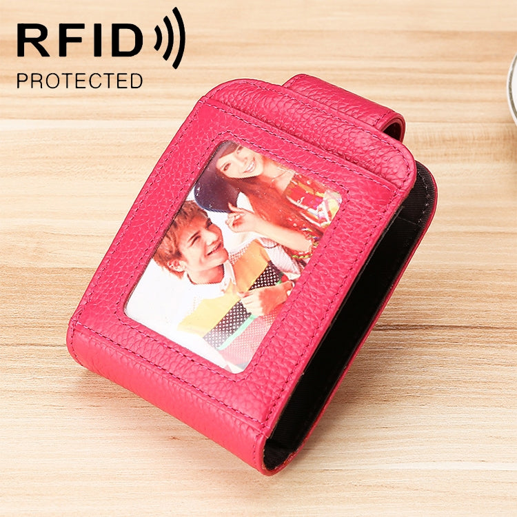 KB189 Portefeuille RFID anti-magnétique pour femmes en cuir de vachette vertical en forme d'orgue avec plusieurs fentes pour cartes et fenêtre transparente, KB189 Violet, KB189 Rouge Rosé, KB189 Bleu Saphir, KB189 Noir