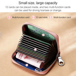 KB191 Porte-cartes en cuir de vachette en forme d'organisateur avec fermeture éclair, anti-magnétique RFID, sac pochette pour dames, KB191 Violet clair, KB191 Rouge vin, KB191 Marron, KB191 Bleu aqua, KB191 Noir, KB191 Bleu foncé, KB191 Rose