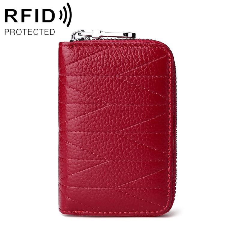 KB191 Porte-cartes en cuir de vachette en forme d'organisateur avec fermeture éclair, anti-magnétique RFID, sac pochette pour dames, KB191 Violet clair, KB191 Rouge vin, KB191 Marron, KB191 Bleu aqua, KB191 Noir, KB191 Bleu foncé, KB191 Rose