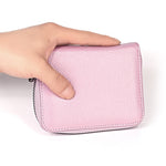 Portefeuille en cuir de vachette KB195 avec fermeture éclair, double rangée, forme d'organisateur, plusieurs emplacements pour cartes, anti-RFID magnétique, sac pochette pour femmes, KB195 Rose, KB195 Violet, KB195 Rouge Rose, KB195 Noir, KB195 Café