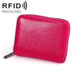 Portefeuille en cuir de vachette KB195 avec fermeture éclair, double rangée, forme d'organisateur, plusieurs emplacements pour cartes, anti-RFID magnétique, sac pochette pour femmes, KB195 Rose, KB195 Violet, KB195 Rouge Rose, KB195 Noir, KB195 Café