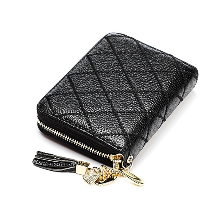KB213 Portefeuille Pochette en cuir de vachette texturé diamant à fermeture éclair, double rangée, forme d'orgue, multiples fentes pour cartes, anti-RFID pour femmes, KB213 Bleu, KB213 Rose Clair, KB213 Rose Rouge, KB213 Noir, KB213 Rose