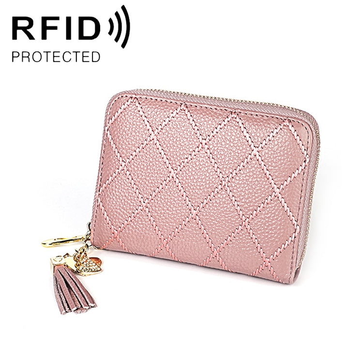 KB213 Portefeuille Pochette en cuir de vachette texturé diamant à fermeture éclair, double rangée, forme d'orgue, multiples fentes pour cartes, anti-RFID pour femmes, KB213 Bleu, KB213 Rose Clair, KB213 Rose Rouge, KB213 Noir, KB213 Rose