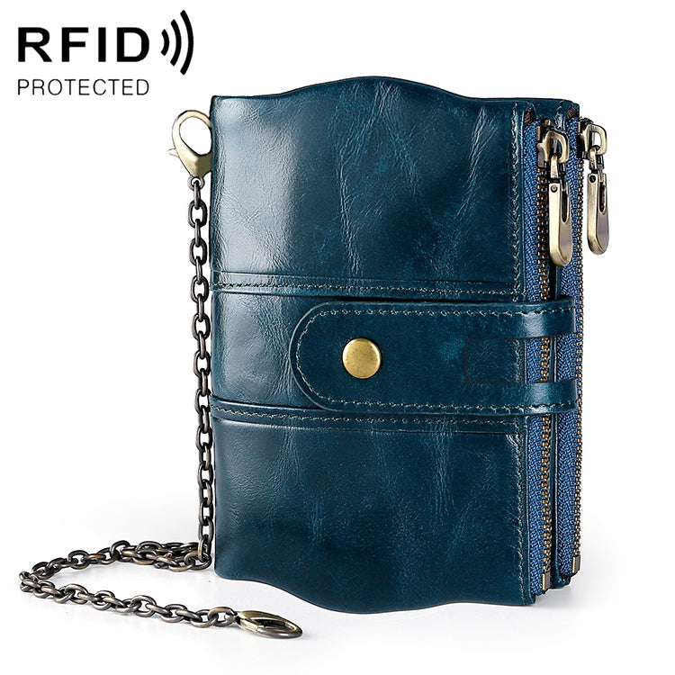 LT3539 Sac à main/Pochette pour Homme en Cuir de Vachette avec Fermeture Éclair et Boucle Anti-magnétique RFID, avec Fentes pour Cartes et Bandoulière, LT3539 Brun Jaunâtre, LT3539 Bandoulière Bleue, LT3539 Bandoulière Rouge