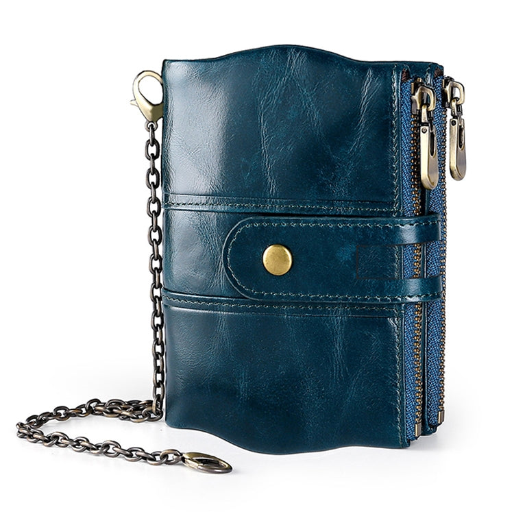 LT3539 Cowhide Leather Zipper Buckle Anti-magnetic RFID Wallet Clutch Bag for Men, with Card Slots & Shoulder Strap, LT3539 Shoulder Strap Blue, LT3539 Strap Red, LT3539 Yellowish-brown