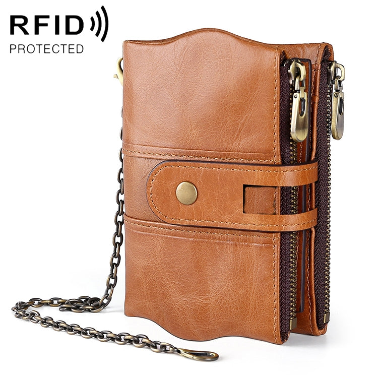 LT3539 Sac à main/Pochette pour Homme en Cuir de Vachette avec Fermeture Éclair et Boucle Anti-magnétique RFID, avec Fentes pour Cartes et Bandoulière, LT3539 Brun Jaunâtre, LT3539 Bandoulière Bleue, LT3539 Bandoulière Rouge