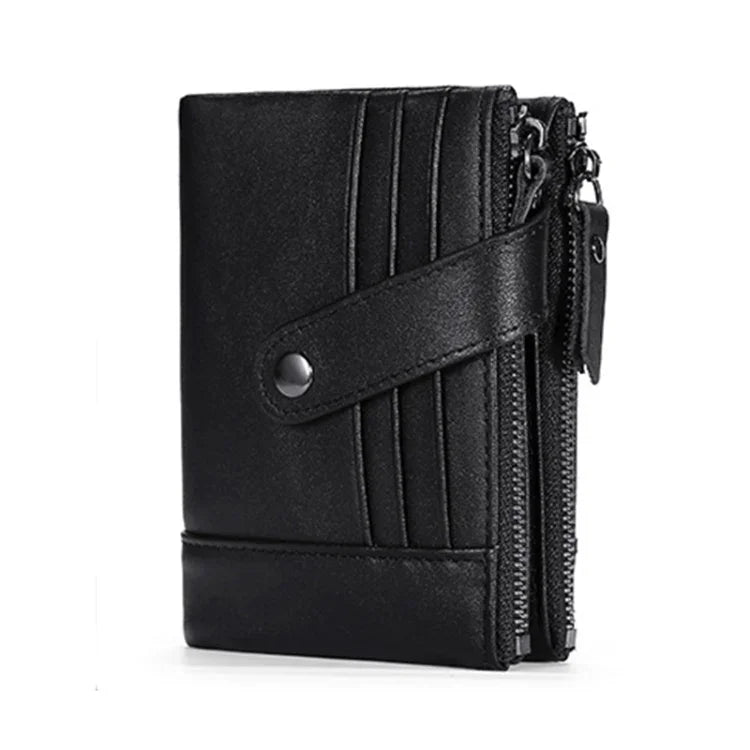 Portefeuille rétro multifonction en cuir de vachette TP-196 avec multiples emplacements pour cartes et double fermeture éclair RFID