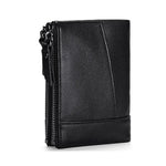 Portefeuille rétro multifonction en cuir de vachette TP-196 avec multiples emplacements pour cartes et double fermeture éclair RFID