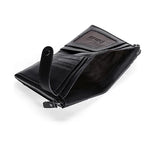 Portefeuille rétro multifonction en cuir de vachette TP-196 avec multiples emplacements pour cartes et double fermeture éclair RFID