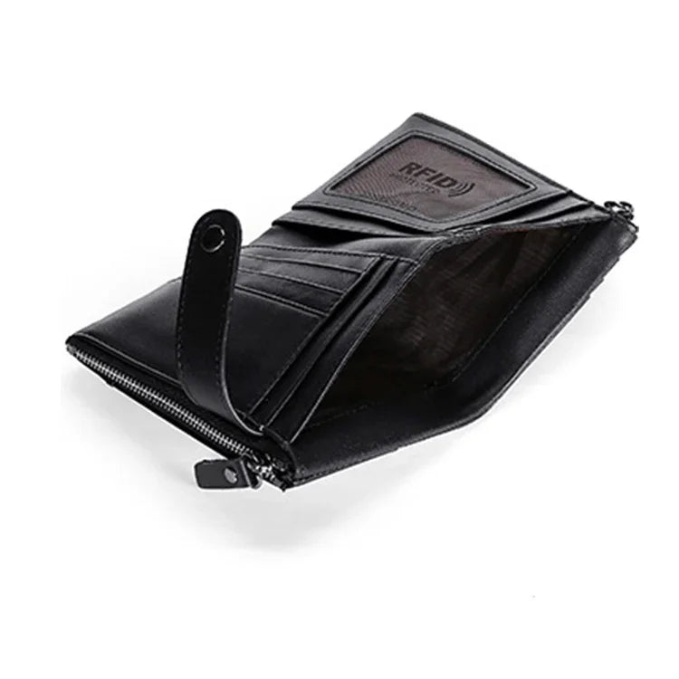 Portefeuille rétro multifonction en cuir de vachette TP-196 avec multiples emplacements pour cartes et double fermeture éclair RFID