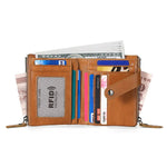 Portefeuille rétro multifonction en cuir de vachette TP-196 avec multiples emplacements pour cartes et double fermeture éclair RFID