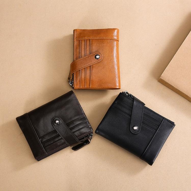 Portefeuille rétro multifonction en cuir de vachette TP-196 avec multiples emplacements pour cartes et double fermeture éclair RFID