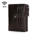 Portefeuille rétro multifonction en cuir de vachette TP-196 avec multiples emplacements pour cartes et double fermeture éclair RFID