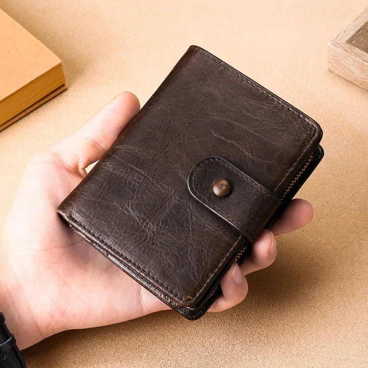 TP-201 Crazy Horse Leather Multi-functional Lather RFID Clasp Retro Wallet, TP-201