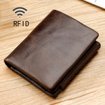 TP-191 Portefeuille triple multifonctionnel en cuir huilé avec protection RFID