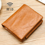 TP-191 Portefeuille triple multifonctionnel en cuir huilé avec protection RFID