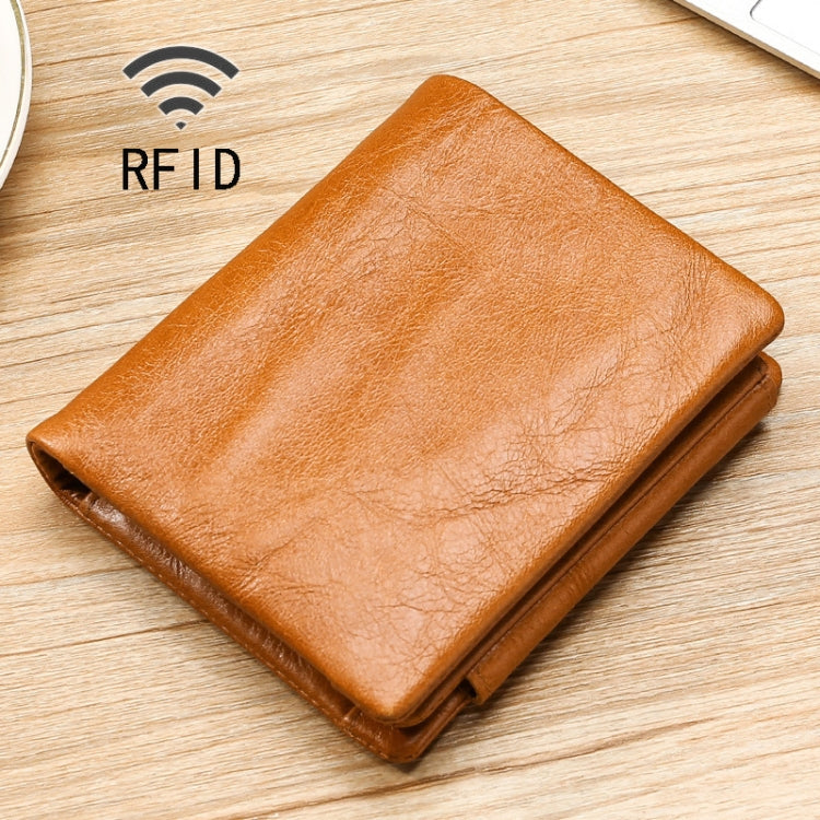 TP-191 Portefeuille triple multifonctionnel en cuir huilé avec protection RFID