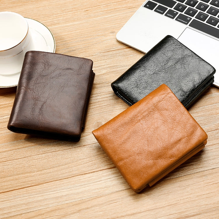 TP-191 Portefeuille triple multifonctionnel en cuir huilé avec protection RFID