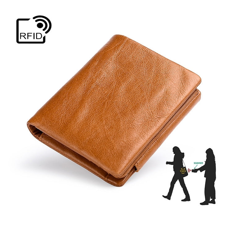 TP-191 Portefeuille triple multifonctionnel en cuir huilé avec protection RFID