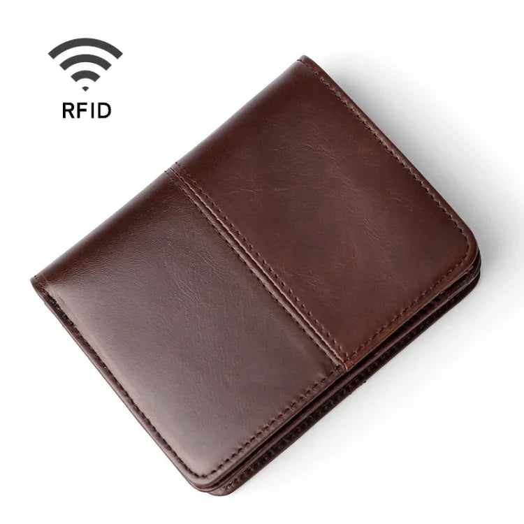 TP-195 Portefeuille en cuir huilé multifonctionnel en cuir RFID