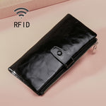 TP-189 Portefeuille multifonction en cuir huilé avec fermeture éclair RFID