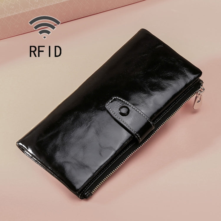 TP-189 Portefeuille multifonction en cuir huilé avec fermeture éclair RFID